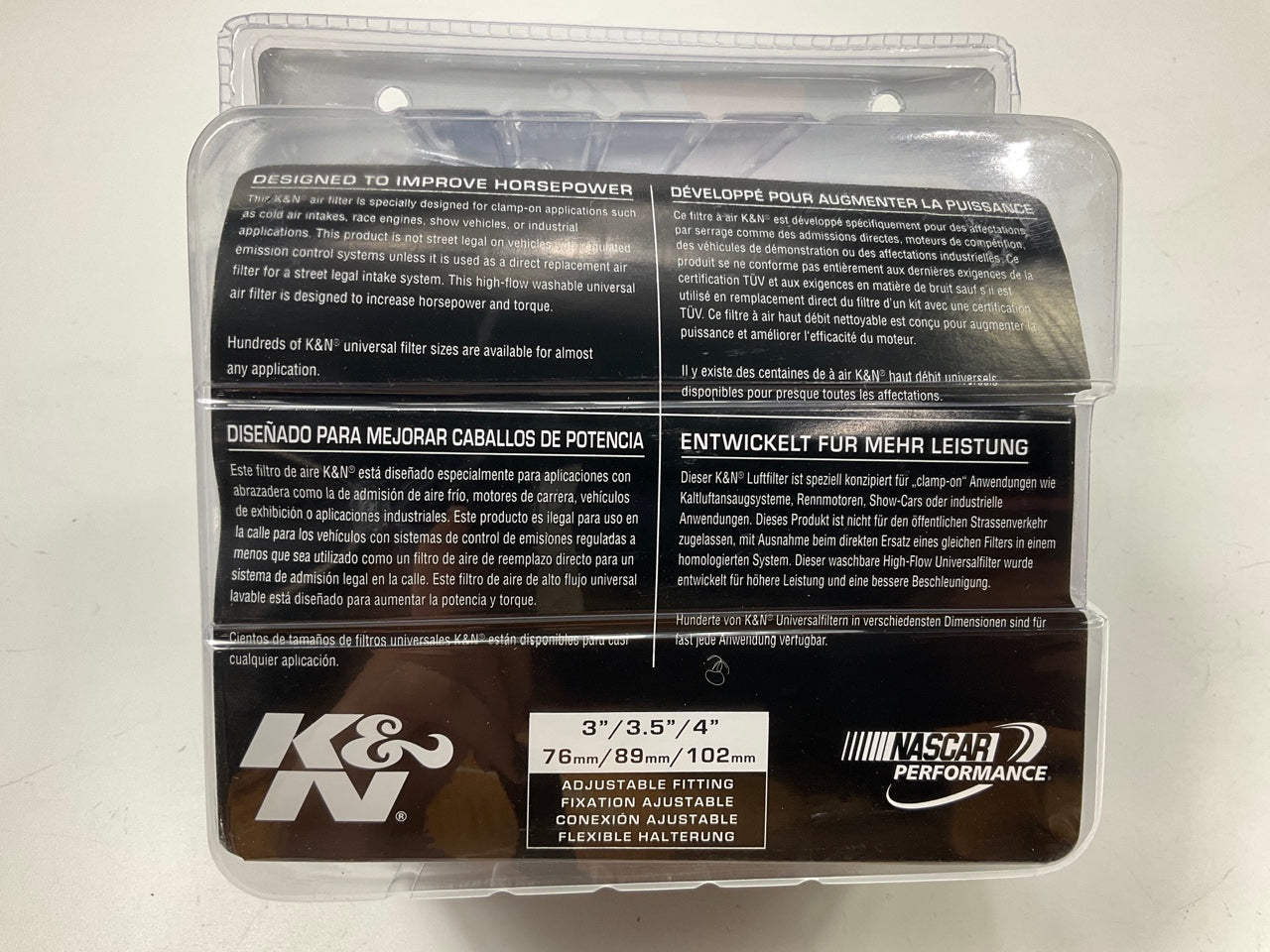 K&N RG-1001BL-L 3'' 3.5'' 4'' Inlet Round Tapered Universal Air Intake Cone Filter
