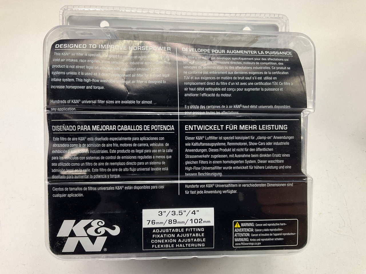 (2) K&N RG1001WTL High Performance, Universal Clamp-on Washable Cone Air Filters