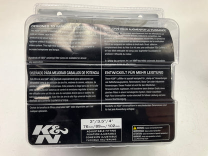 (2) K&N RG1001WTL High Performance, Universal Clamp-on Washable Cone Air Filters