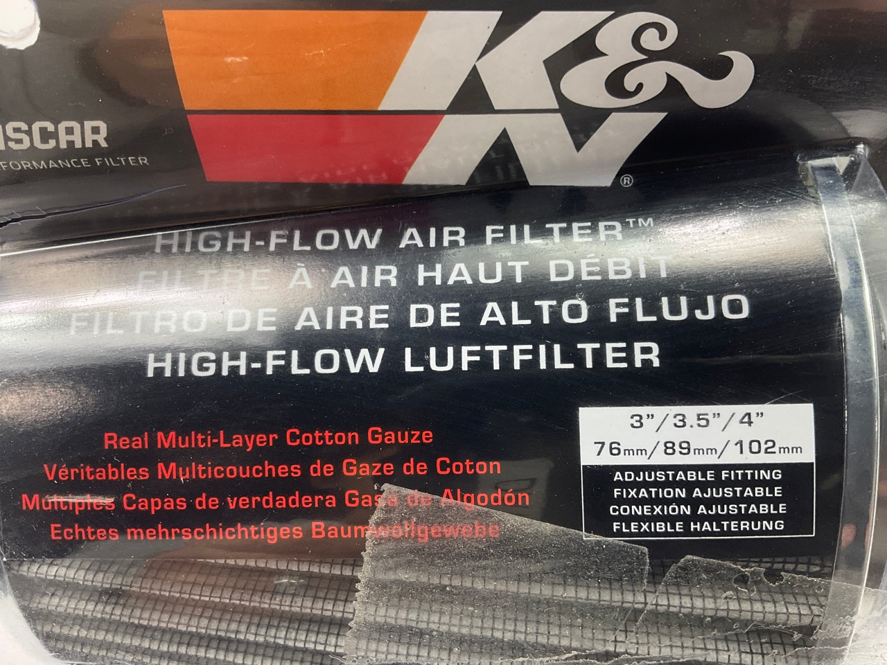DENTED - K&N RG1001WTL Cold Air Intake Air Filter 3'', 3.5'', 4'' In, 5.5'' Tall