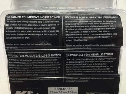 K&N RG-1001WT-L High Performance, Universal Clamp-on Washable Cone Air Filter