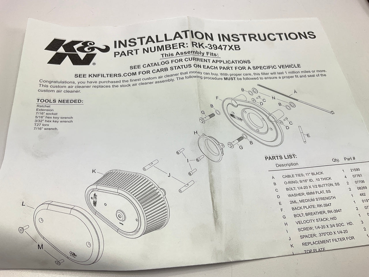 K&N RK-3947XB High Flow Performance Air Intake System For Harley Davidson