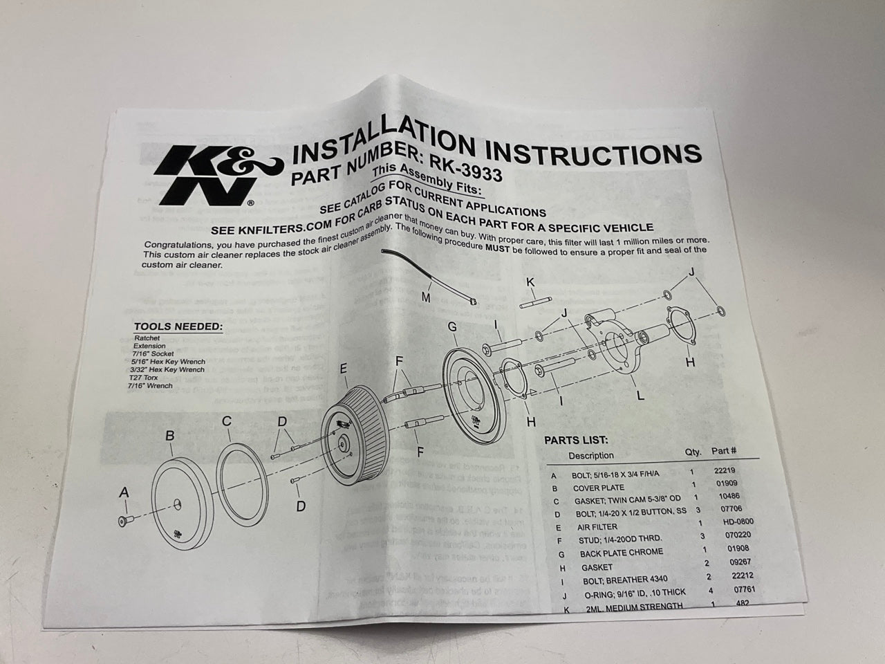 K&N RK3933 Street Metal Air Intake System For 2004-2012 Harley-Davidson Dyna