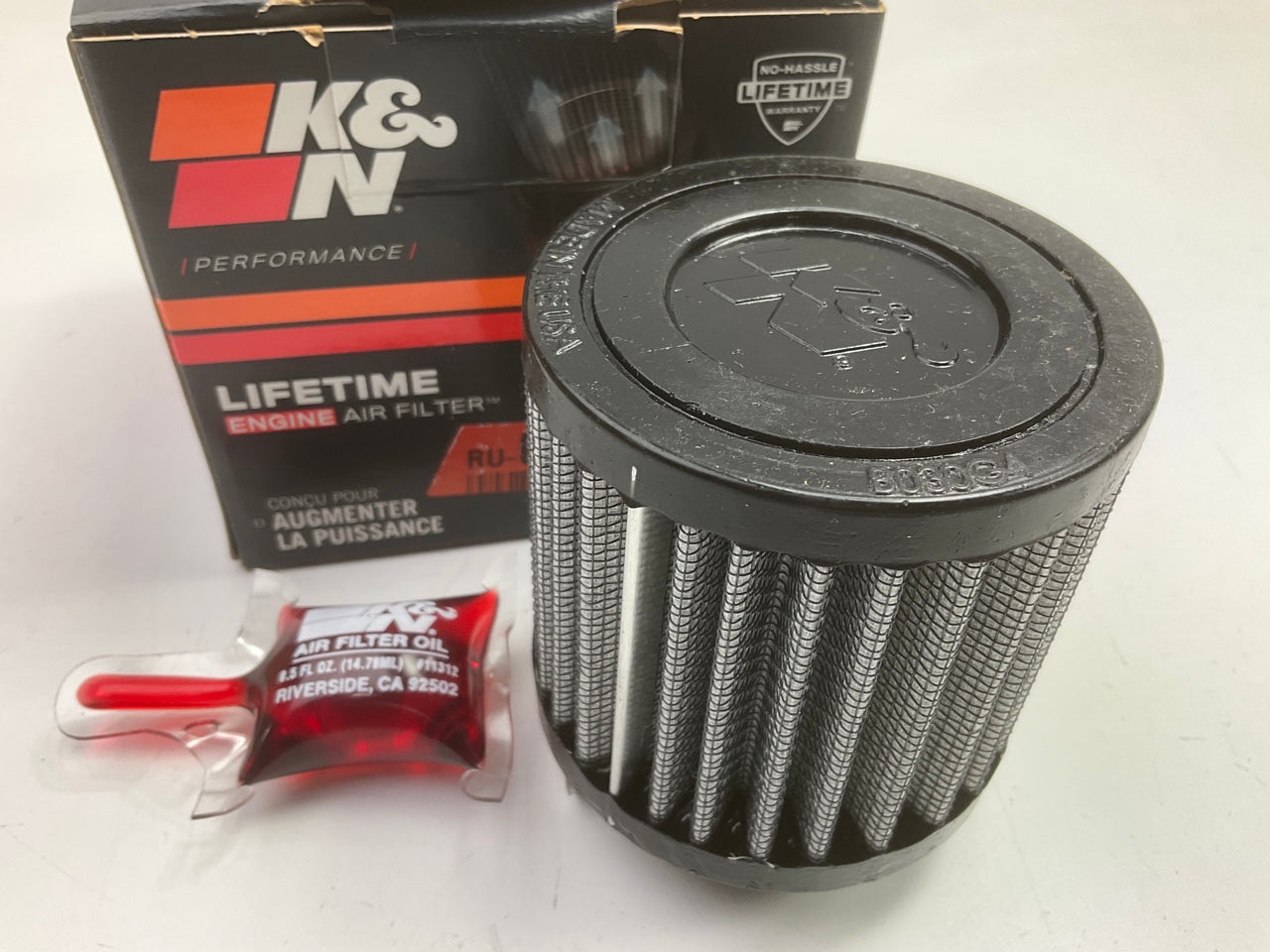 K&N RU0155 Performance Small Engine Air Filter - 1.5'' Inlet, 3'' Tall, 3'' O.D.