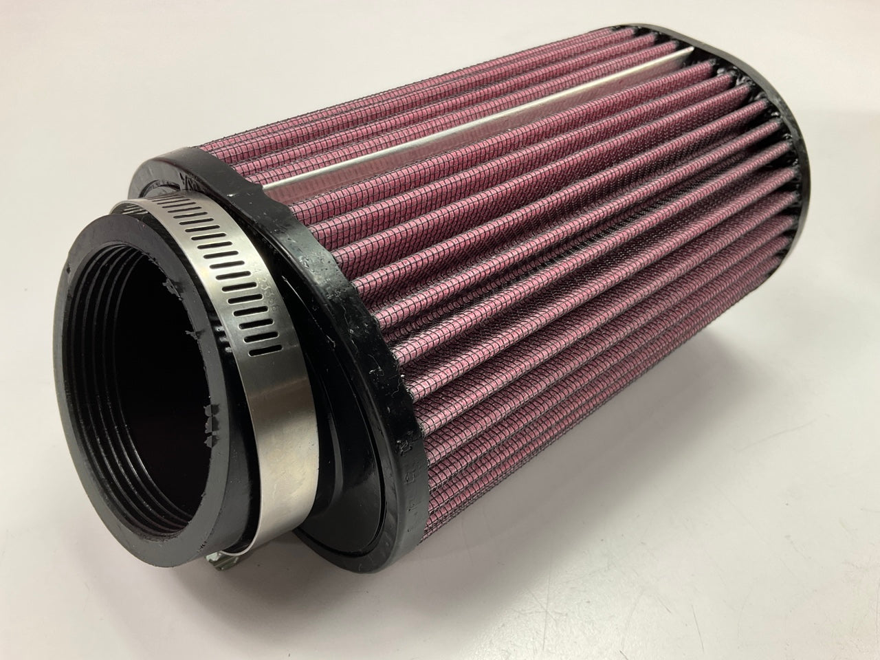 K&N RU1390 Universal Clamp-On Oval Straight Air Filter - 2.438'' Flange X 7'' Tall