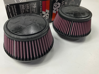 DUAL Performance Cold Air Intake Air Filters K&N RU5288, 3'' Inlet, 3'' Tall