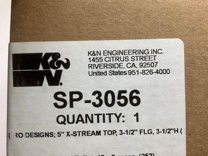 K&N SP3056 UNIVERSAL High Flow Motorcycle Air Filter- 3.5'' Inlet, 4'' Tall, 5'' D.