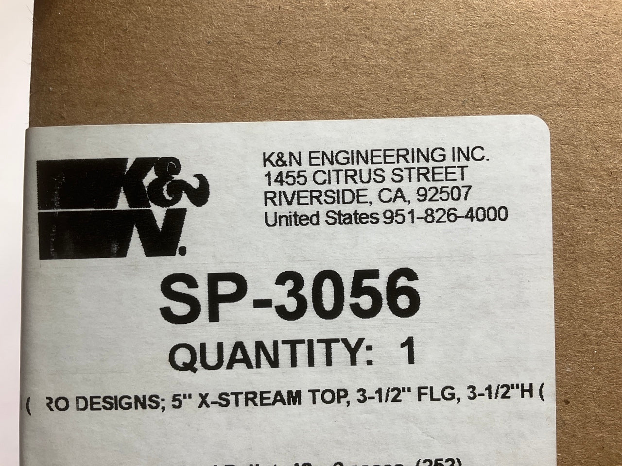 K&N SP-3056 XStream Air Flow Air Filter - 3-1/2'' Inlet ID, 4'' Tall, 5'' Diameter