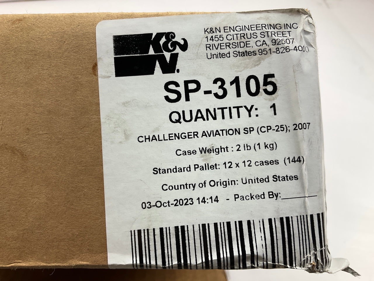 CHALLENGER AVIATION SP-3105 K&N High Flow Air Filter