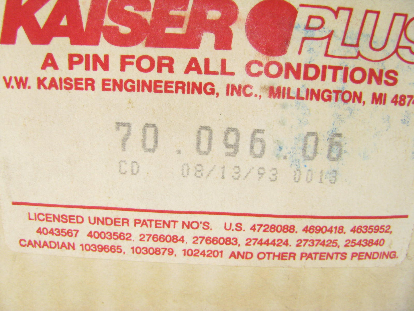 Kaiser 70-096-06 Steering King Pin Bolt Set - 1.610'' Diameter X 9.080'' Long