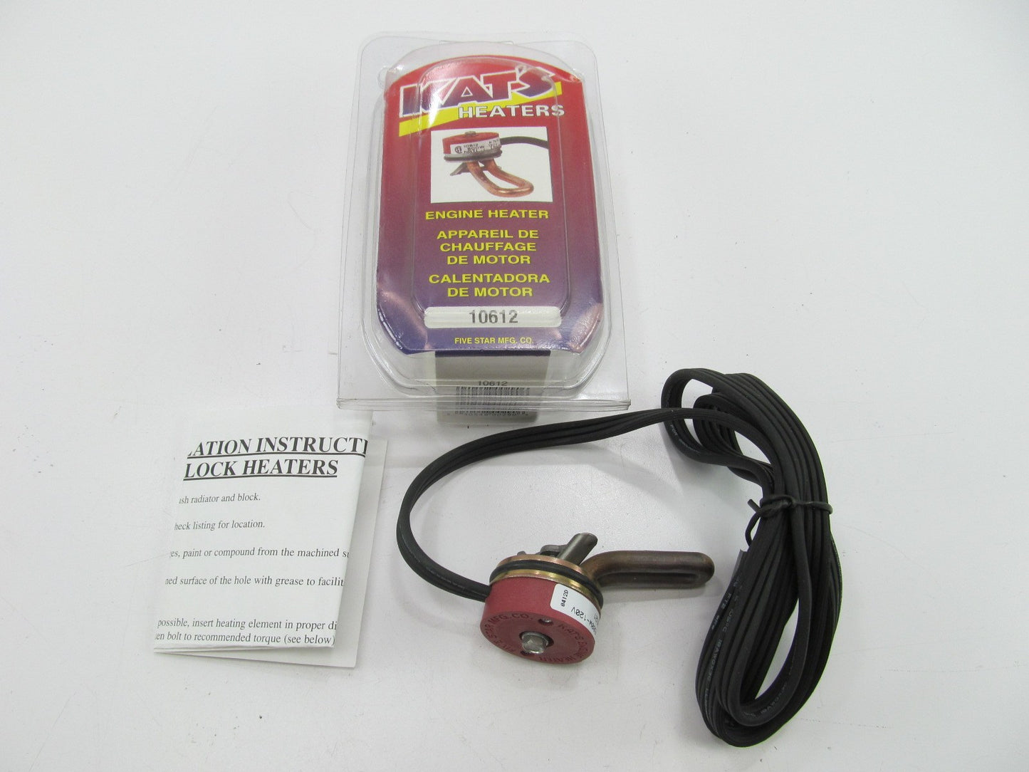 Kats 10612 Engine Block Heater, 41mm Freeze Plug Diameter, 600 Watts, Plug-in