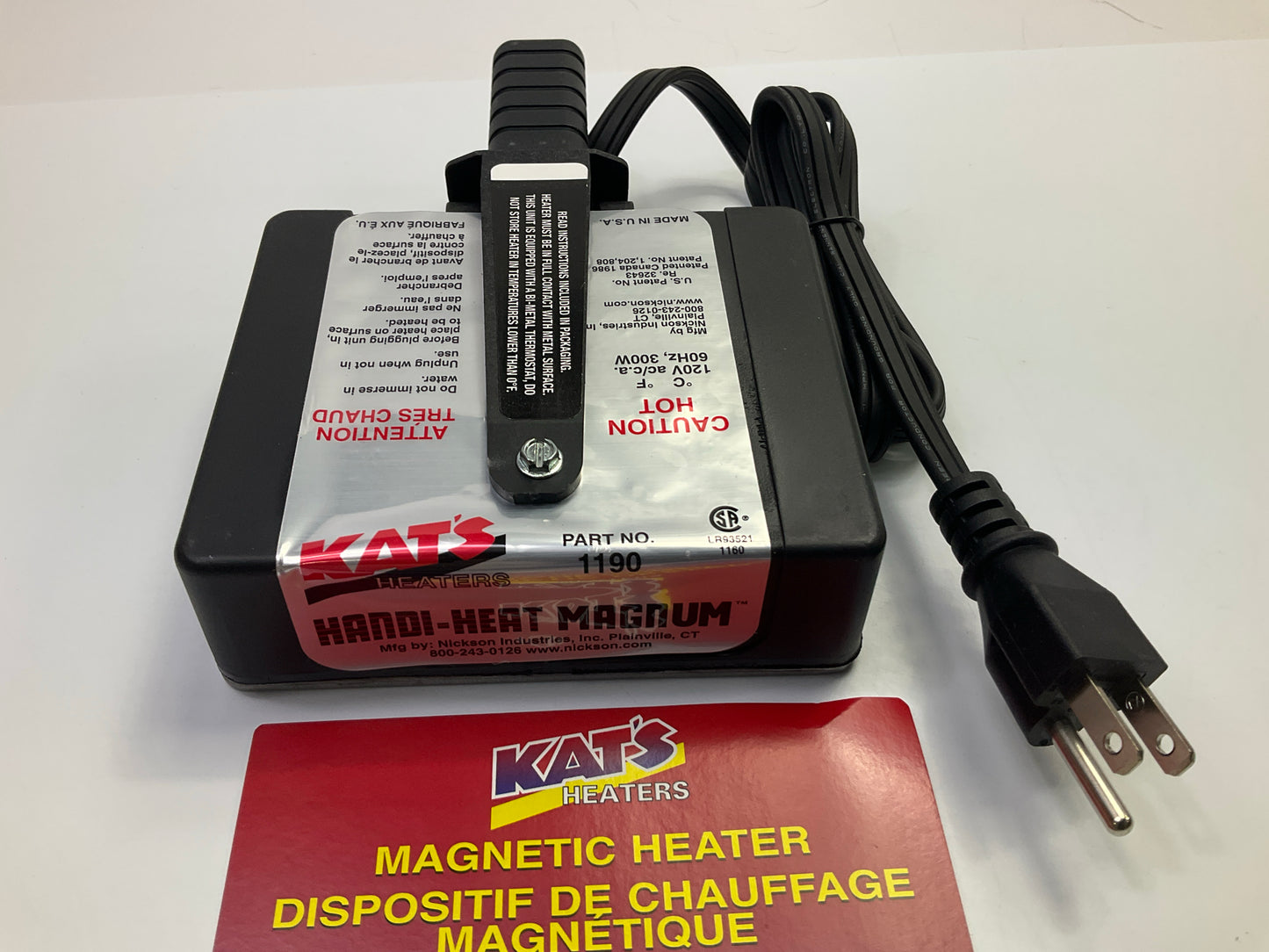 Kats 1190 Engine Block Heater Handi-Heat 300 Watt Magnum Magnetic Heater 120V