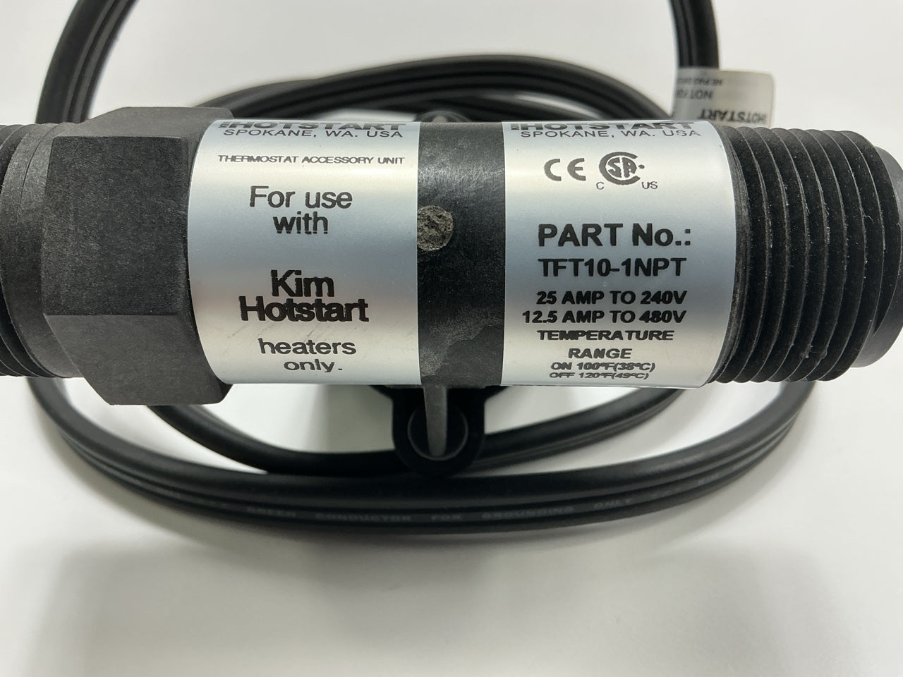 Kats 13910 TFT10-1NPT Thermostat For Kim Hotstart Engine Block Heater
