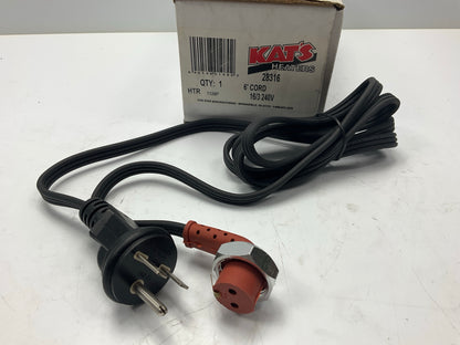Kats 28316 Engine Block Heater Replacement Cord, 6 Feet, 240 Volt, 16/3 Gauge