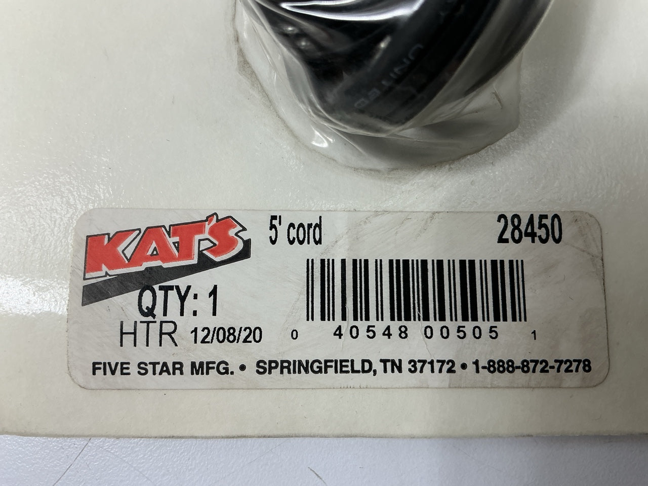 Kat's 28450 Engine Heater Replacement Cord, 18/3 Gauge, 120V, 5 Feet