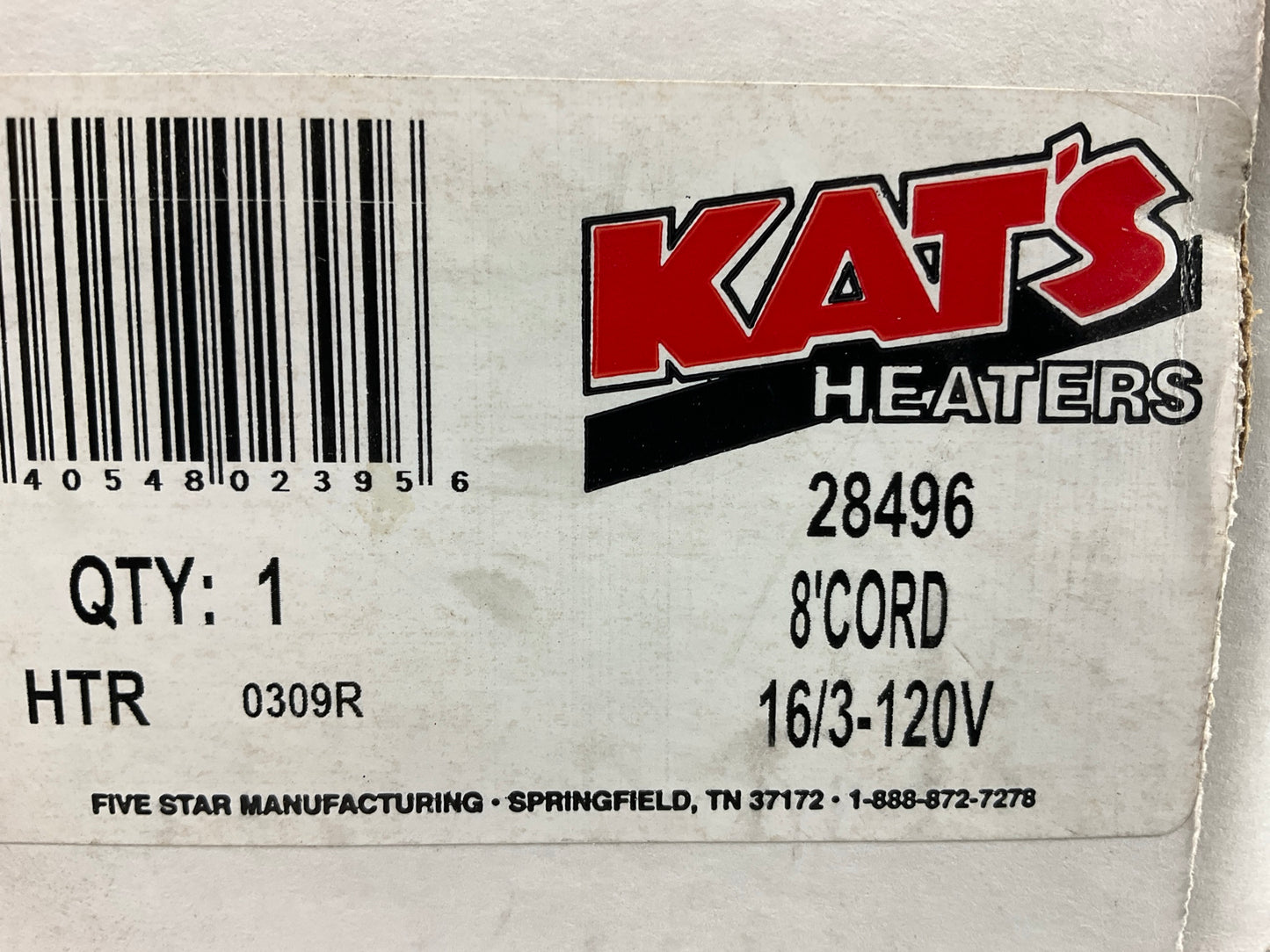 Kat's 28496 8' Insulated Replacement Engine Block Heater Cord 90° Connector 8 FT