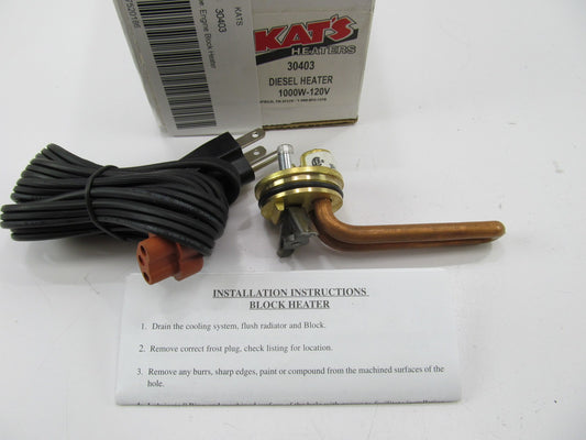 Kat's 30403 Freeze Plug Diesel Block Heater, 38mm / 1-1/2'' Diameter, 1000 Watts
