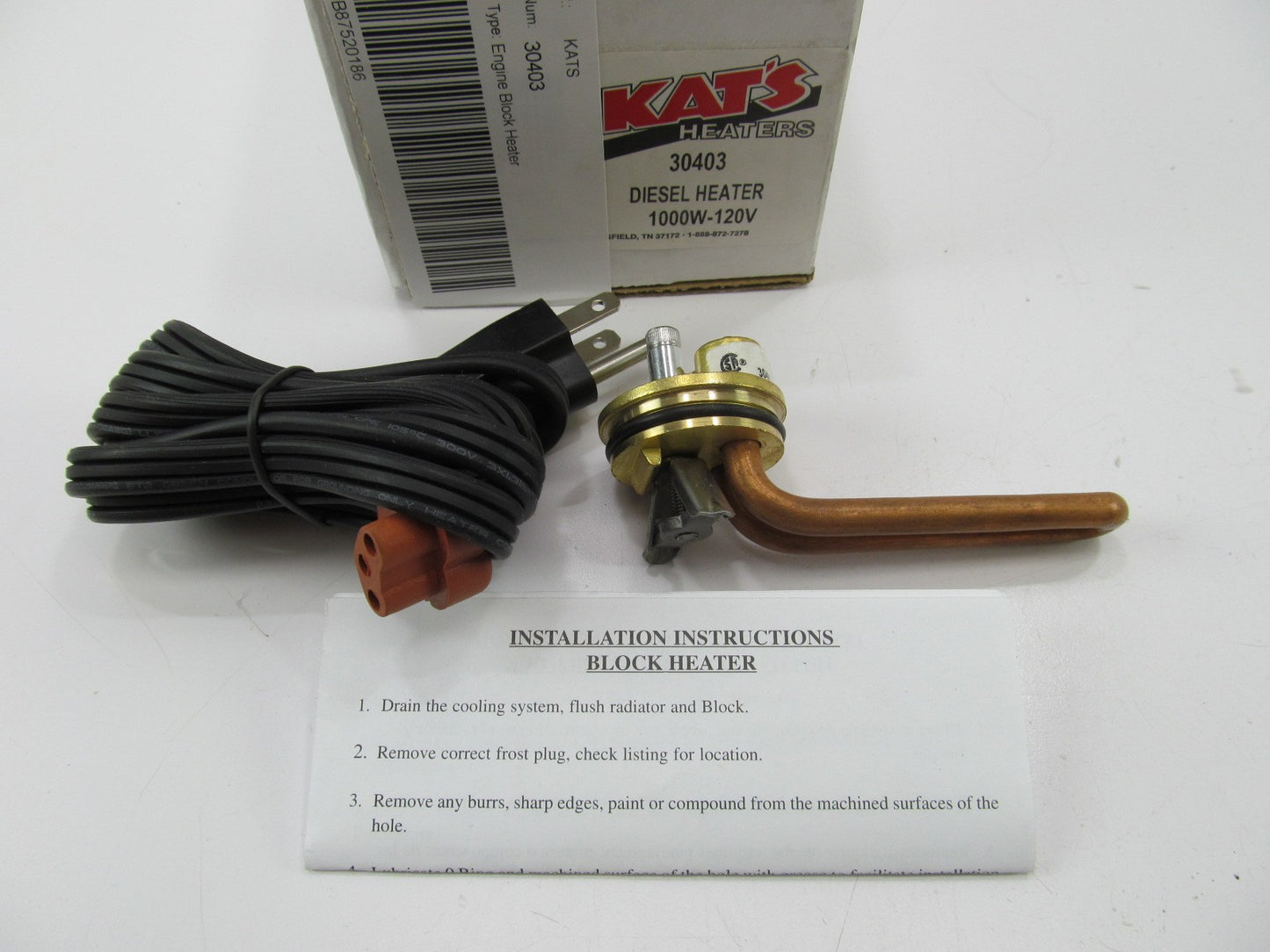 Kat's 30403 Freeze Plug Diesel Block Heater, 38mm / 1-1/2'' Diameter, 1000 Watts