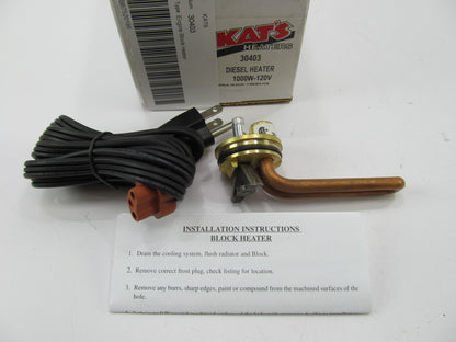 Kat's 30403 Freeze Plug Diesel Block Heater, 38mm / 1-1/2'' Diameter, 1000 Watts