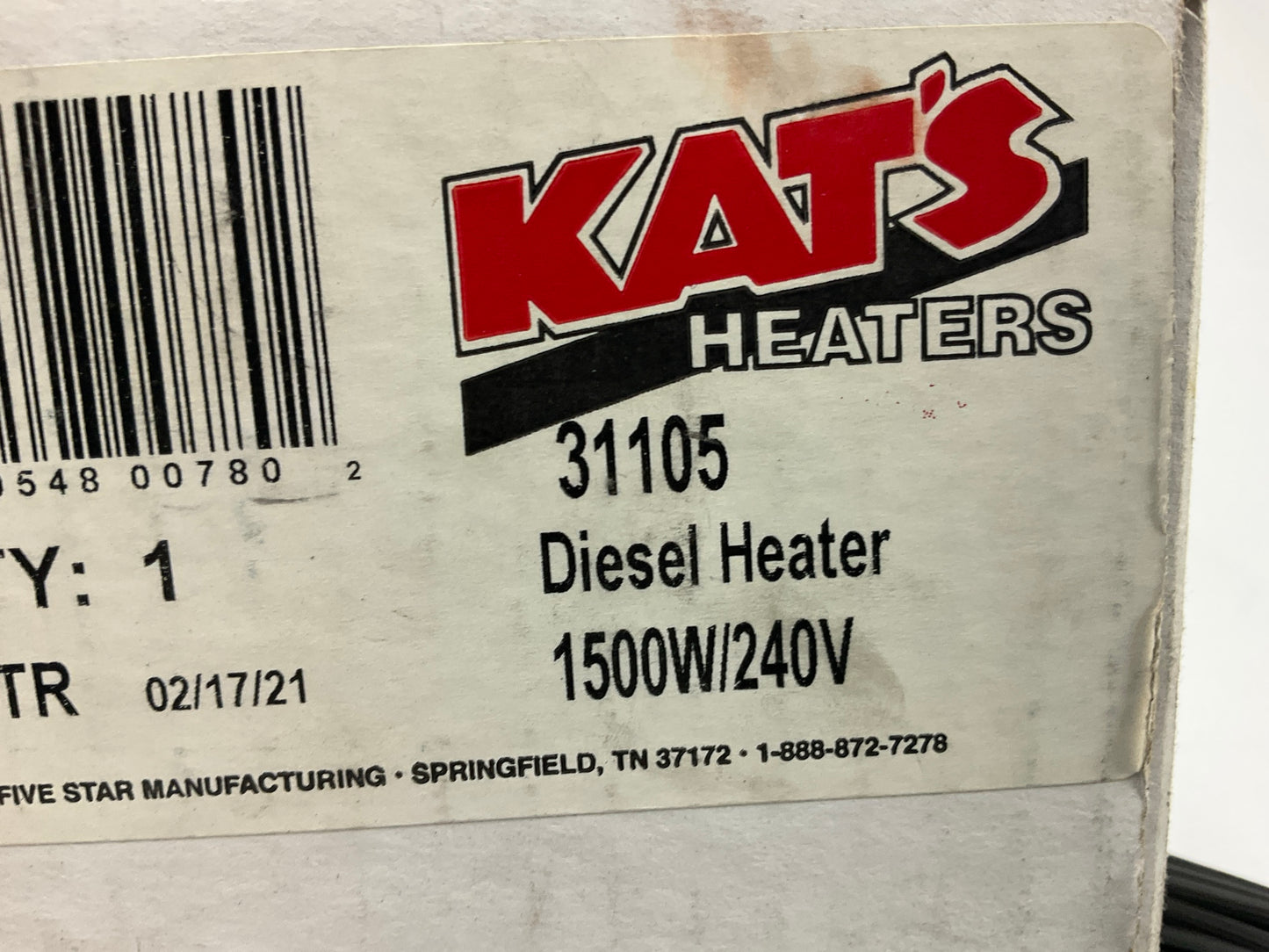 Kats 31105 Diesel Engine Freeze Plug Heater For Cummins Big Cam IV 1500Watt 240V