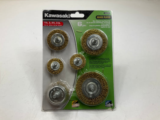 Kawasaki 840255 Brass Plated Wire Wheel & Cup Brush Set, 6 Piece