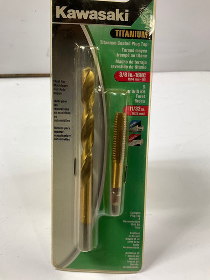Kawasaki 840495 Titanium Coated Plug Tap And Drill Bit Set,  3/8''-16NC