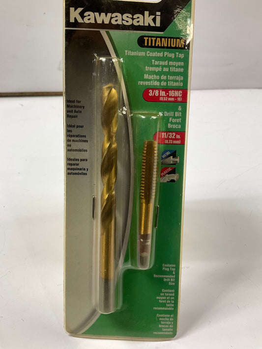 Kawasaki 840495 Titanium Coated Plug Tap And Drill Bit Set,  3/8''-16NC