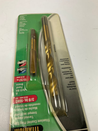 Kawasaki 840495 Titanium Coated Plug Tap And Drill Bit Set,  3/8''-16NC