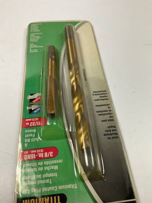 Kawasaki 840495 Titanium Coated Plug Tap And Drill Bit Set,  3/8''-16NC