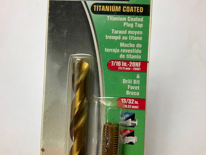 Kawasaki 840500 Titanium Coated Plug Tap 7/16''-20NC And 13/32'' Drill Bit Set