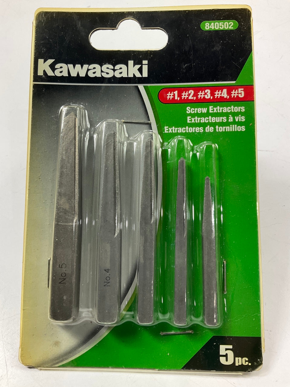 Kawasaki 840502 Square Flute Screw Extractor Set, #1 #2 #3 #4 #5 - 5 PCS