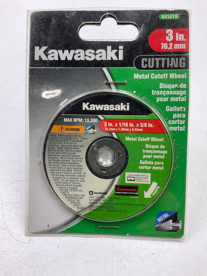 Kawasaki 841419 Metal Cutoff Wheel, 3'' X 1/16'' X 3/8''