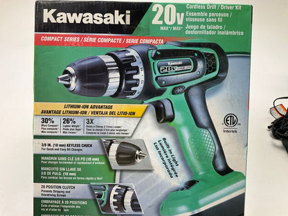 Kawasaki 841843 Lithium Ion 20V Cordless Drill / Driver Kit