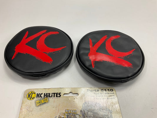 KC Hilites 5110 Two 6'' Round Vinyl Protective Light Covers, Red On Black
