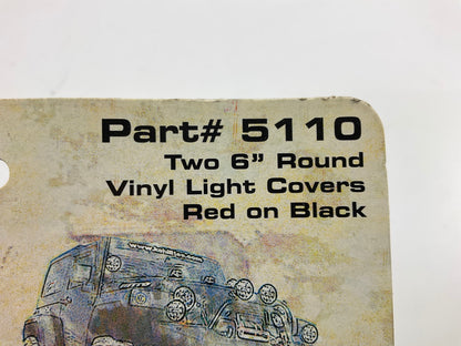 KC Hilites 5110 Two 6'' Round Vinyl Protective Light Covers, Red On Black