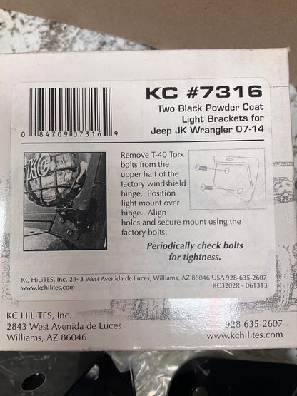 KC Hilites 7316 Windshield Pillar Mount Lights Mounting Brackets For 2007-18 JK