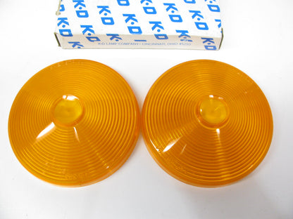 (x2) Vintage Kd Lamps 3231-011 - LS-323 Round Amber Light Lens PAIR