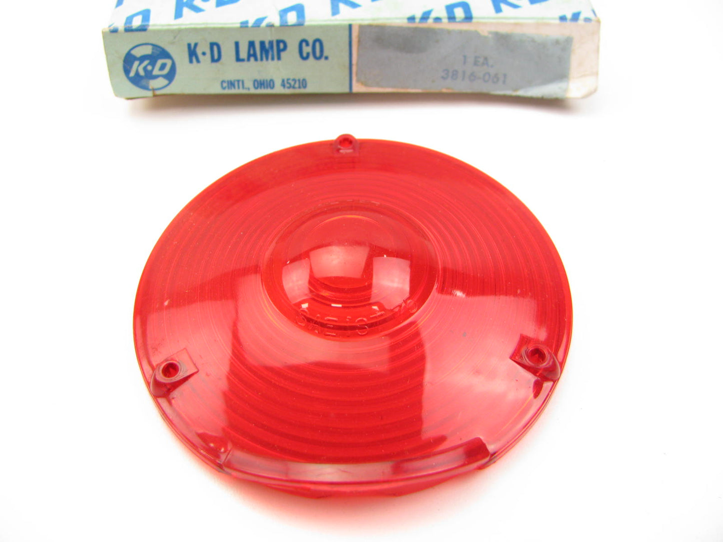 VINTAGE KD Lamps LS-381 RED Round 3-Screw Pedestal Light Lamp Lens 3816-061