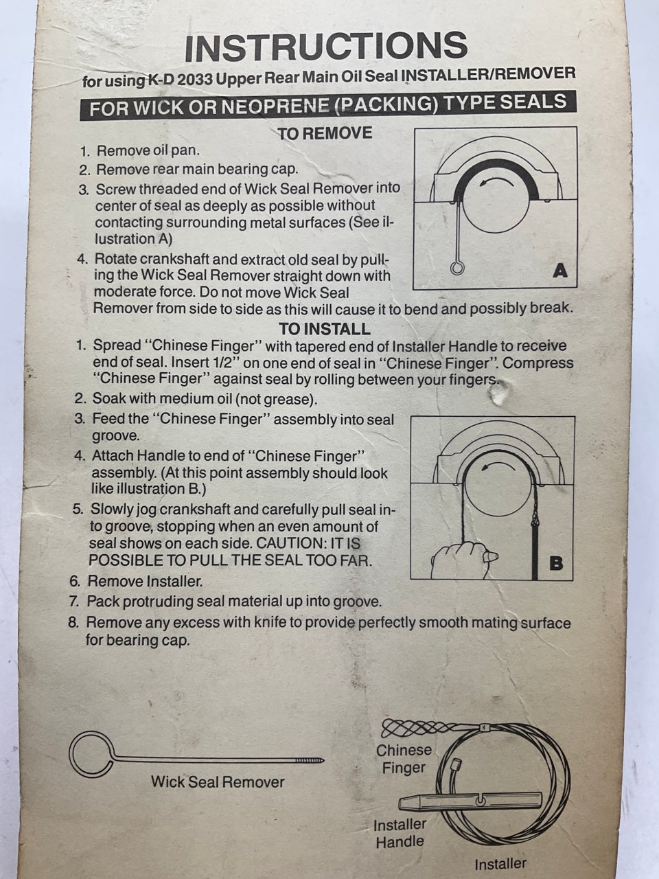 KD Tools 2033 Oil Seal Remover & Installer For Rear Main Seals, Wick Or Neoprene