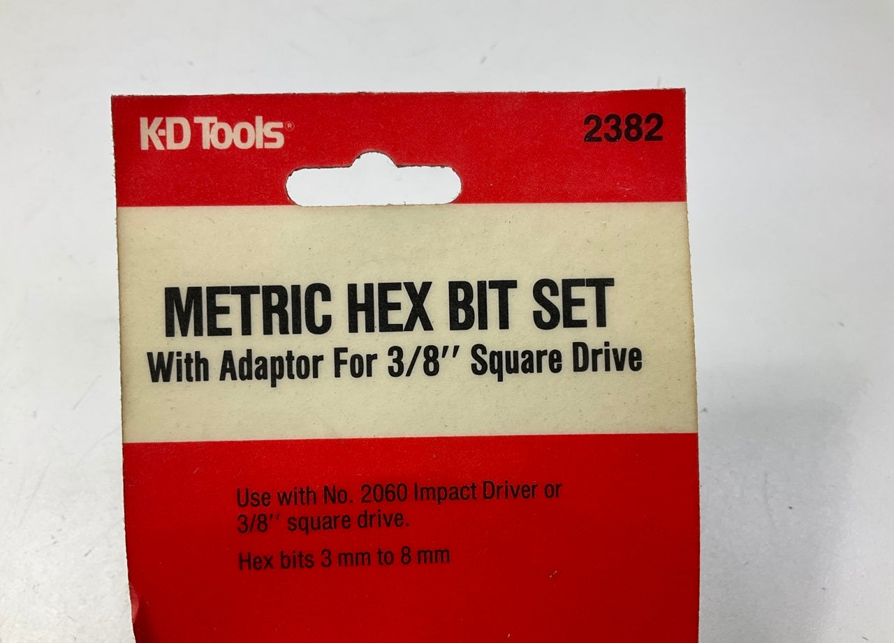 Kd Tools 2382 Metric Hex Bit Set W/ Adapter For 3/8'' Drive, 3mm To 8mm
