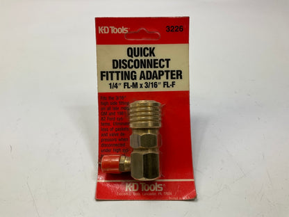 KD Tools 3226 A/C Quick Disconnect Fitting Adapter, 1/4'' FL-M X 3/16'' FL-F