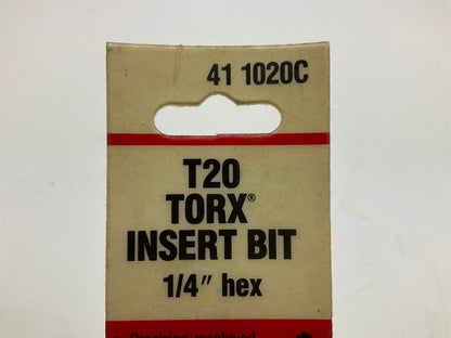 KD Tools 411020C T20 Torx Insert Bit, 1/4'' Hex - MADE IN USA