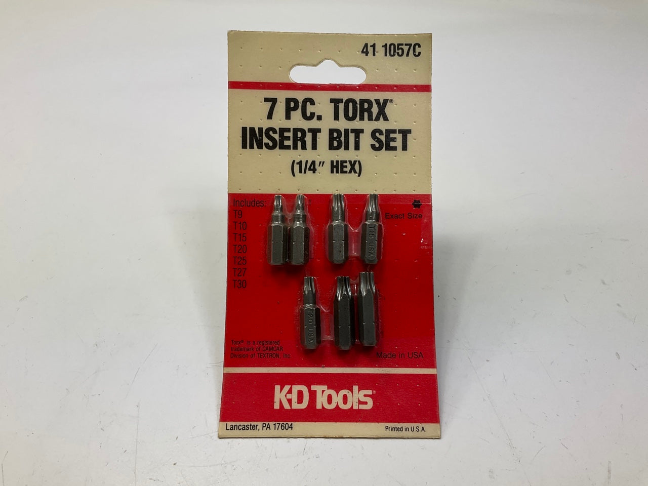 KD Tools 411057C 7 Piece TORX Bit Set, 1/4'' Dr, T9 T10 T15 T20 T25 T30 - USA