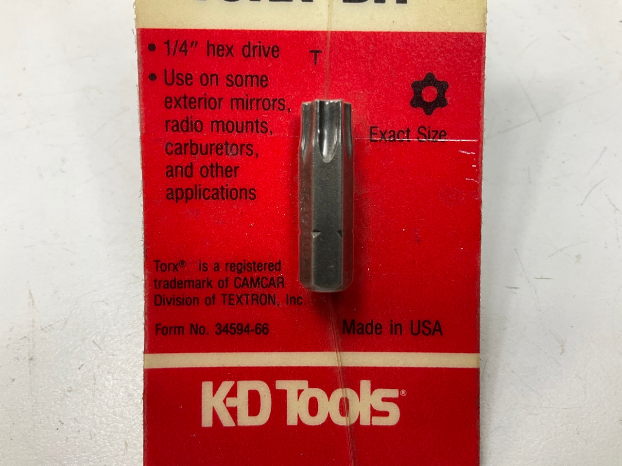 Kd Tools 422040C T40 Tamper Prood Torx Bit, 1/4'' Hex Drive - MADE IN USA