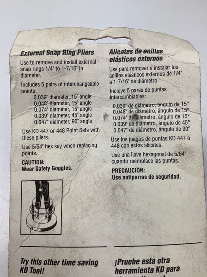 KD Tools 446 External Snap Ring Pliers Set - Made In USA