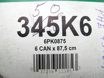Kelly-springfield 345K6 Serpentine Belt - 0.84'' X 35.00'' - 6 Ribs