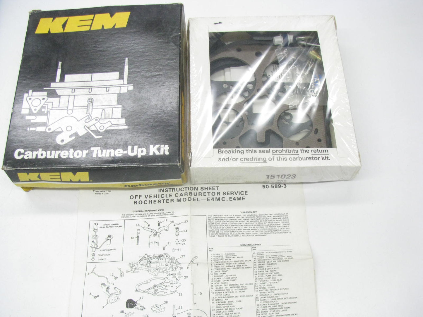 Kemparts 151023 Carburetor Rebuild Kit For 1985-1989 Chrysler Rochester E4ME