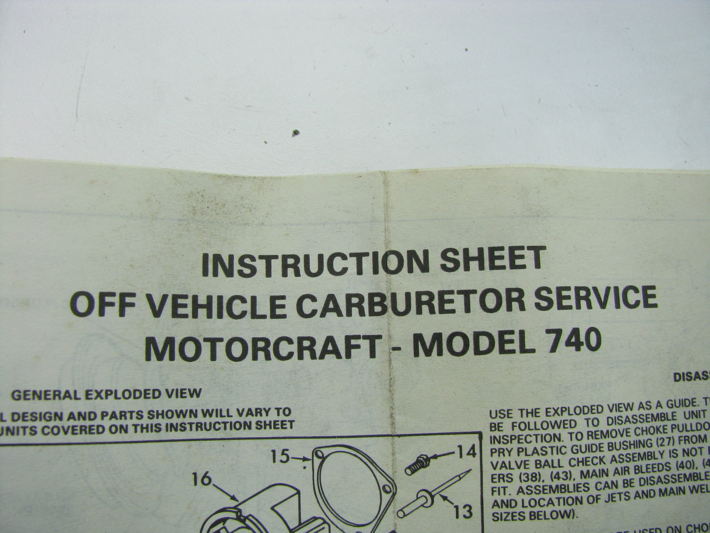 Kemparts 151031 Carburetor Rebuild Kit for 1985-1986 Ford Motorcraft 740
