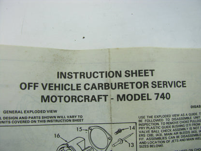 Kemparts 151031 Carburetor Rebuild Kit for 1985-1986 Ford Motorcraft 740