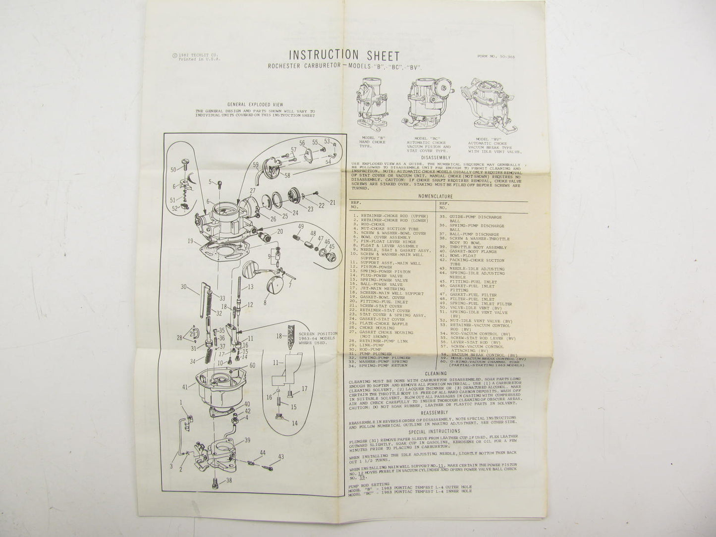 Kemparts 15323B Carburetor Rebuild Kit for 1965-1968 Rochester B/BC/BV